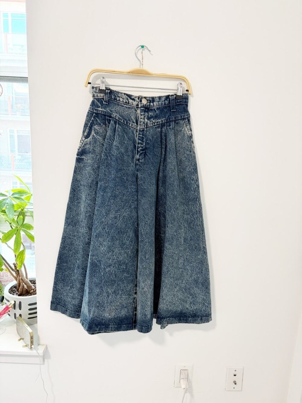 Panhandle Slim Vintage Blue Acid Wash Ultra Wide Leg Parachute Jeans Size 12